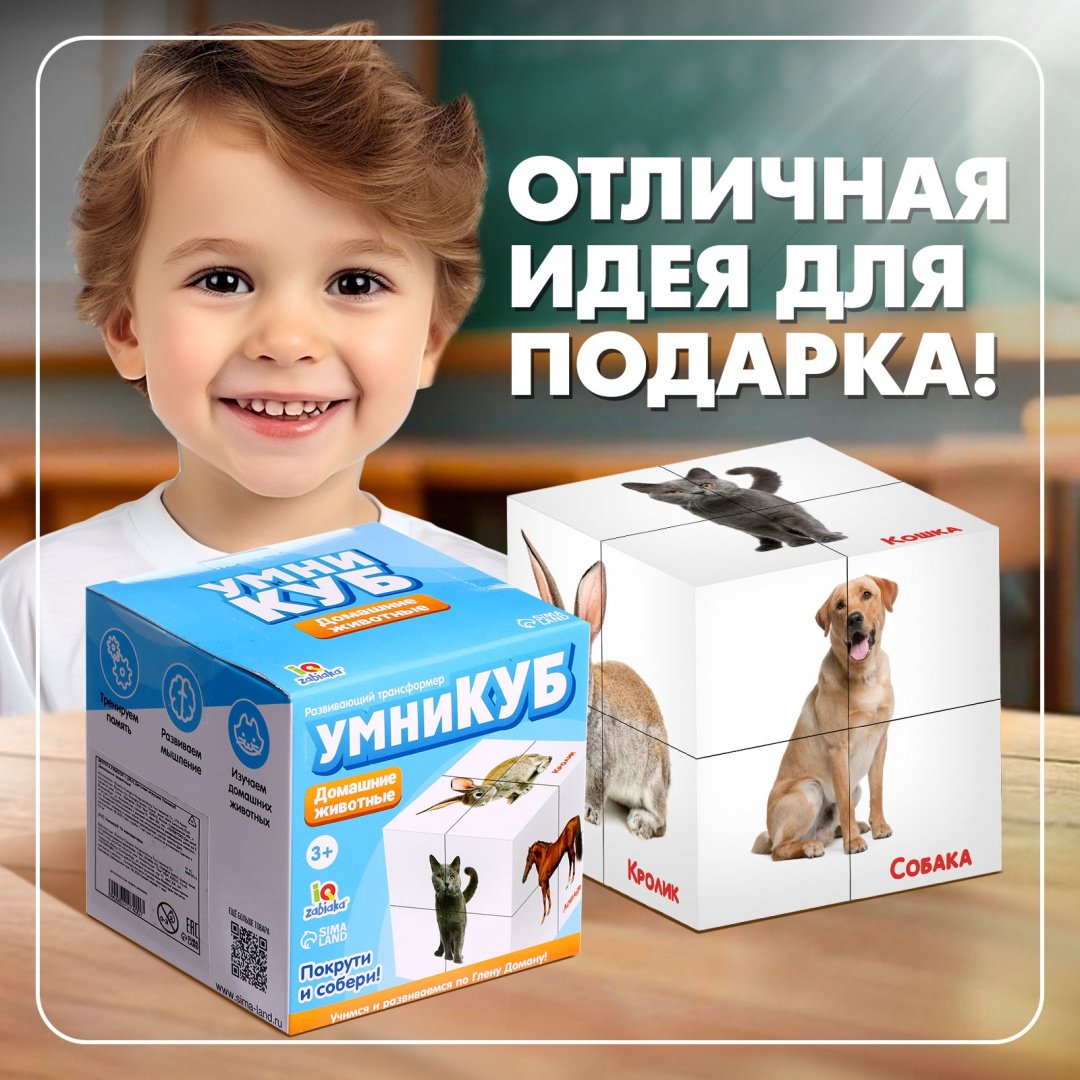Обучающий набор IQ-ZABIAKA Умникуб Домашние животные купить,0