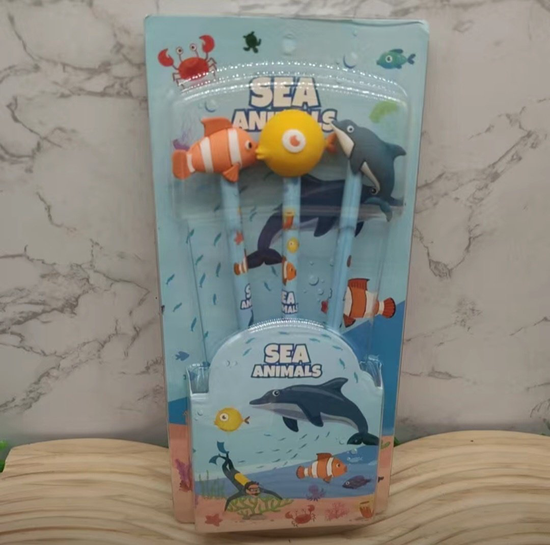 Карандаш Набор карандашей Sea Animals с ластиком 3 шт в наборе, B, 3 шт купить,NaN