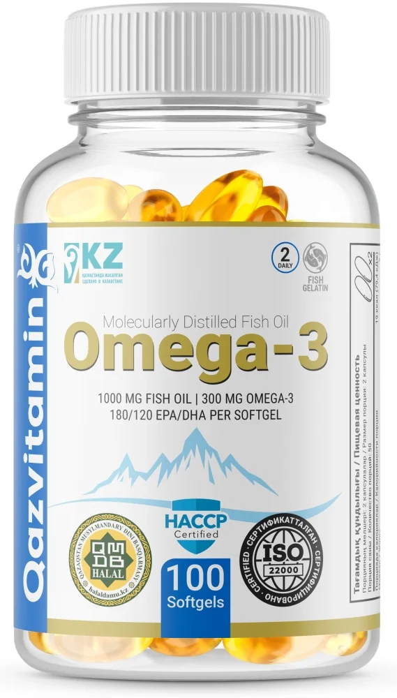 БАД Qazprotein Omega 3 Fish Softgel Fish 4607 100 капсул