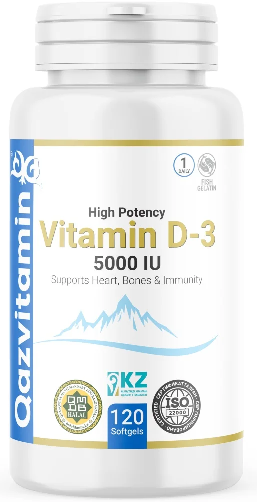 БАД Qazprotein D-3 5000 IU 4560 120 капсул купить,3500