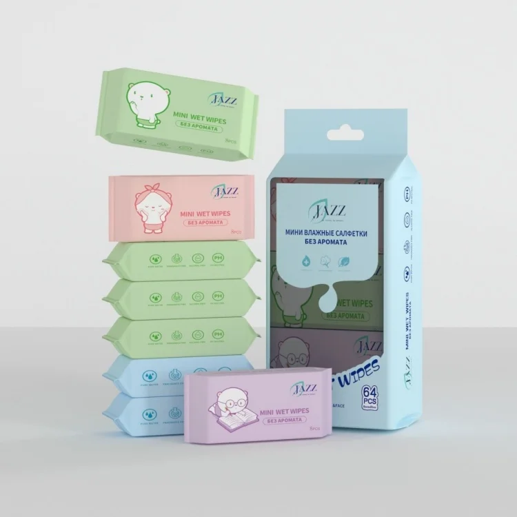 Влажные салфетки Jazz Mini Wet Wipes 8x8 64шт