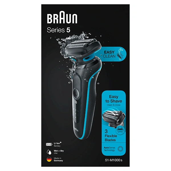 Электробритва Braun 51-M1000s черно-синяя купить,44219