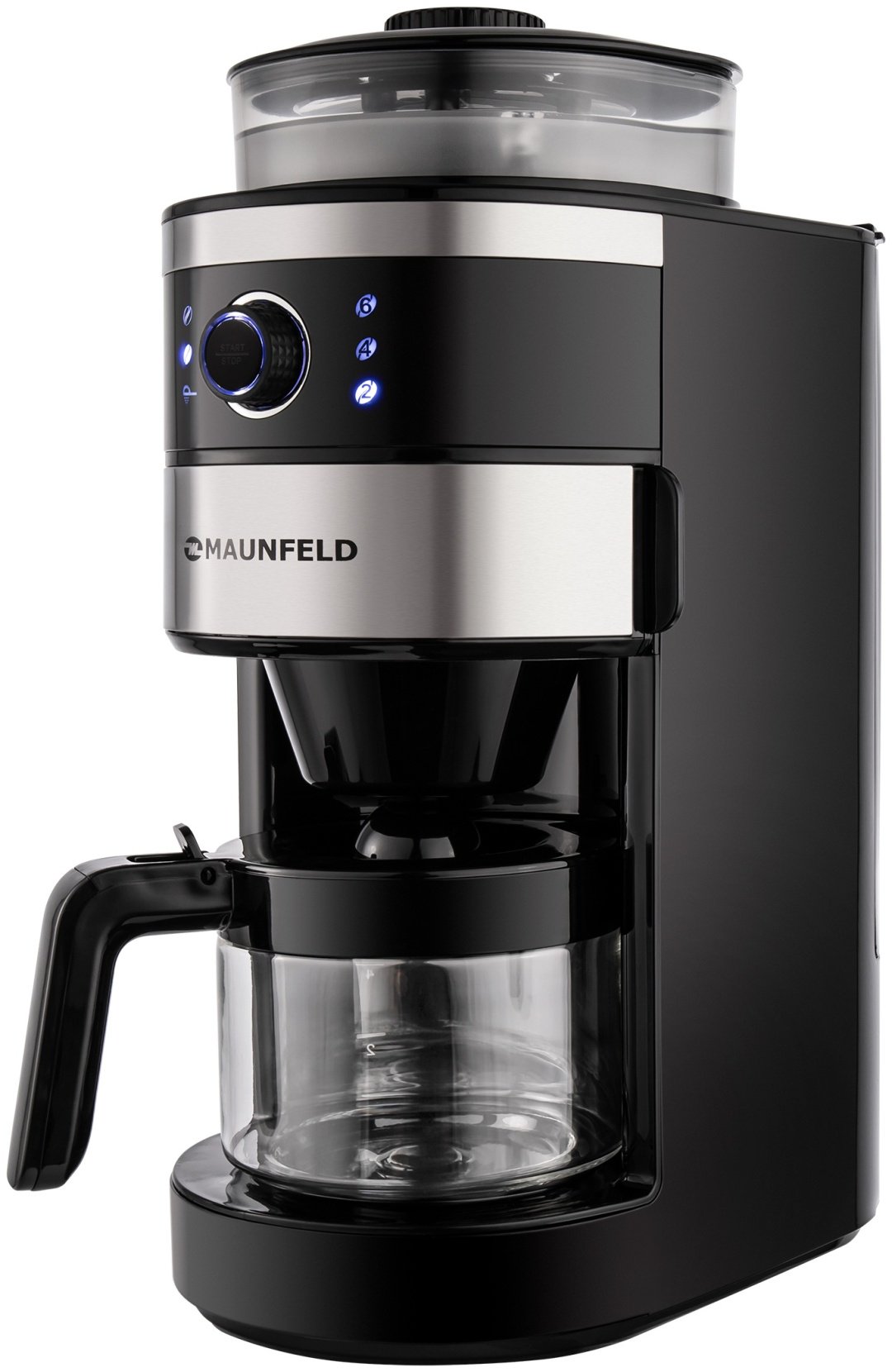 Кофеварка MAUNFELD MF-731BK серебристый, черный