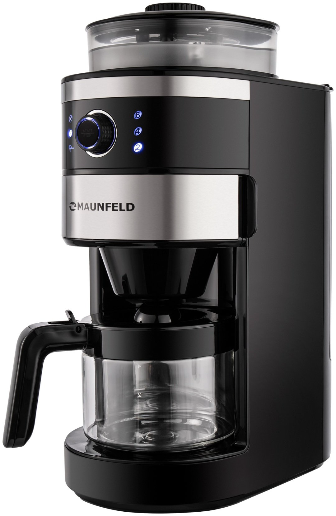 Кофеварка MAUNFELD MF-731BK серебристый, черный