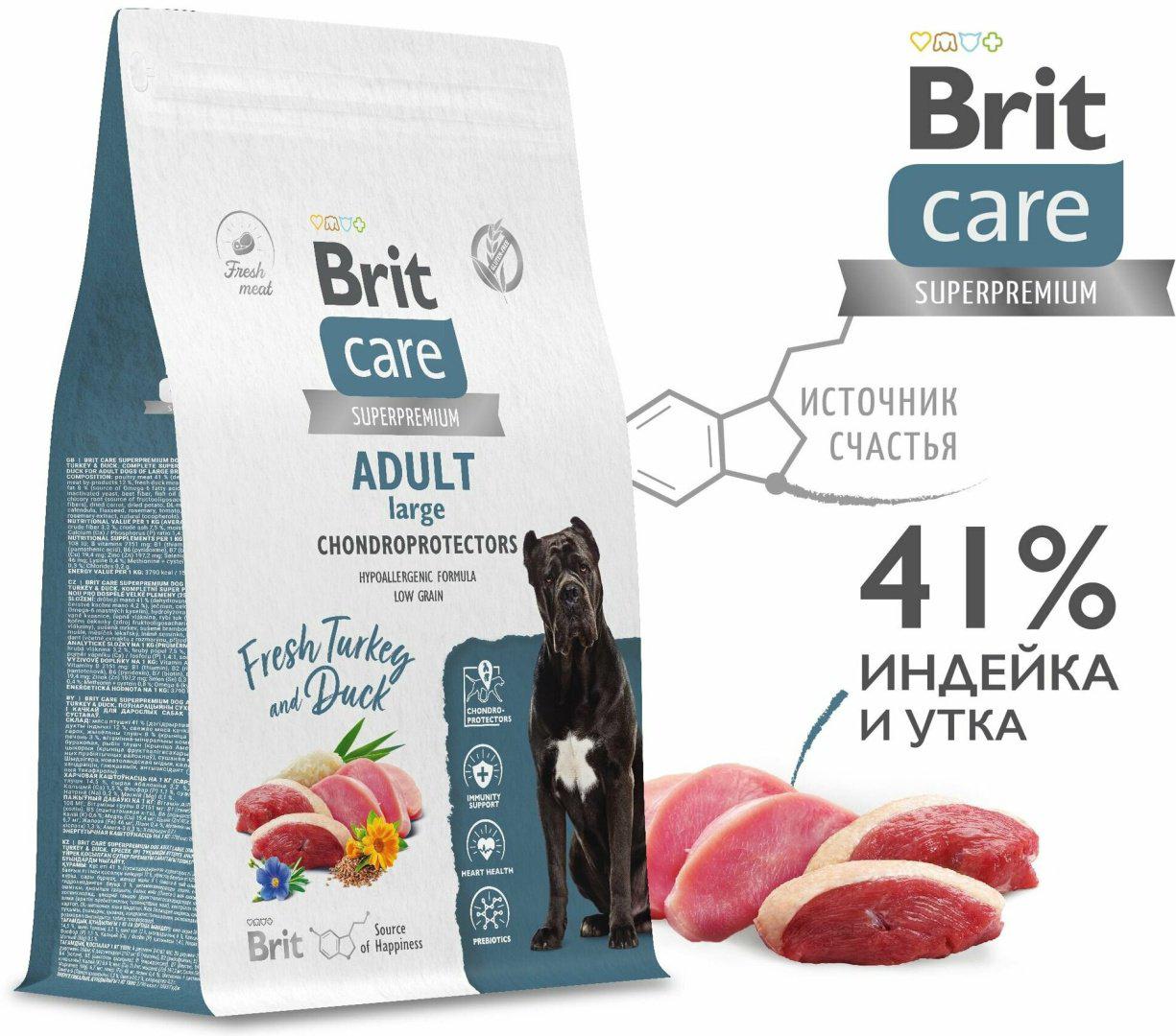 Корм Brit Care Adult Large Индейка и утка для взрослых крупных пород 12 кг купить,NaN