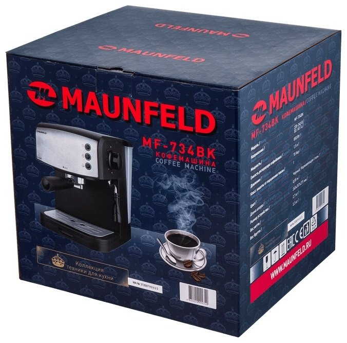 Кофемашина MAUNFELD MF-734BK черный, серый - ForteMarket Кофемашина MAUNFELD MF-734BK черный, серый купить,0