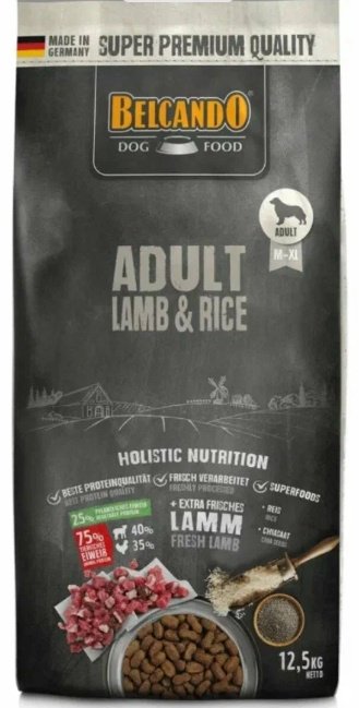 Корм Belcando Adult Lamb&amp;Rice Ягненок с рисом для взрослых всех пород 12.5 кг купить,0