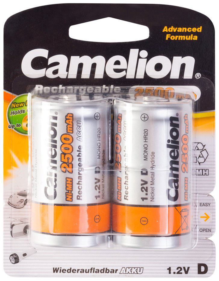 Аккумулятор D Camelion Rechargeable Ni-MH NH-D2500BP2 2 шт купить,NaN