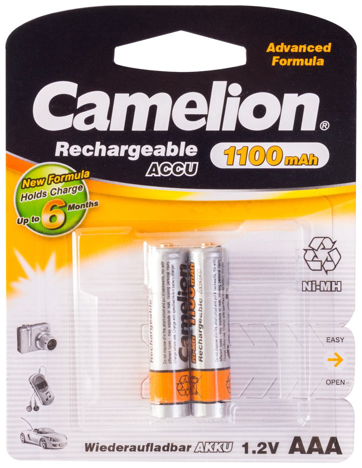 Аккумулятор AAA Camelion Rechargeable Ni-MH NH-AAА1100BP2 2 шт