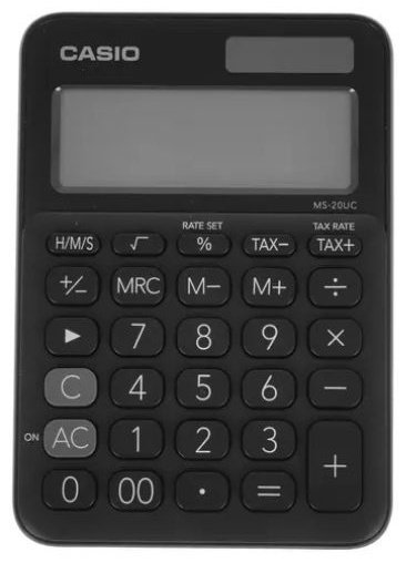 Калькулятор бухгалтерский CASIO MS-20UC-BK-W-EC, 12-разрядный, черный