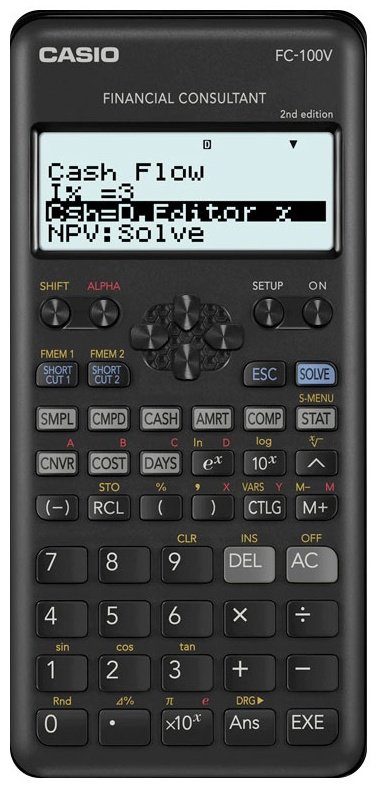 CASIO FC-100V-2-W-ET, 12-разрядный, черный