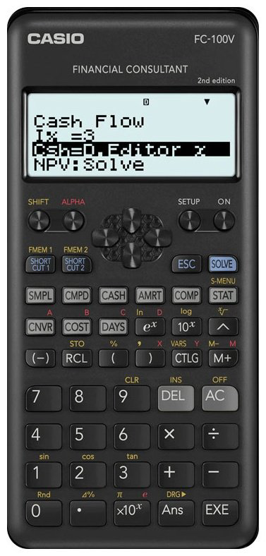 CASIO FC-100V-2-W-ET, 12-разрядный, черный