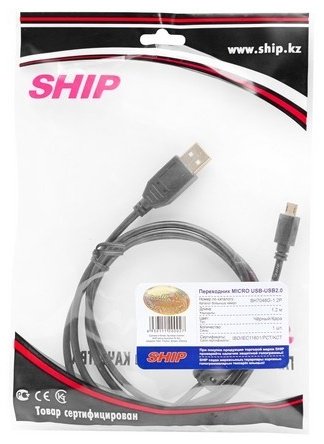 Переходник SHIP USB 2.0 (M), micro-USB 2.0 (M), 1.2 м, черный купить,0