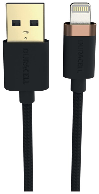 Кабель Duracell USB 2.0 (M), Lightning (M), 1 м, черный