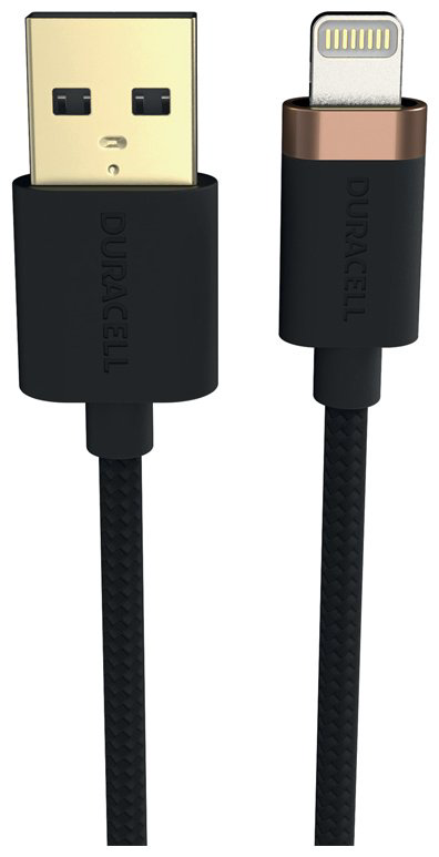 Кабель Duracell USB 2.0 (M), Lightning (M), 1 м, черный