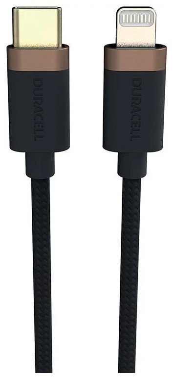 Кабель Duracell USB TypeC (F), Lightning (F), 1 м, черный