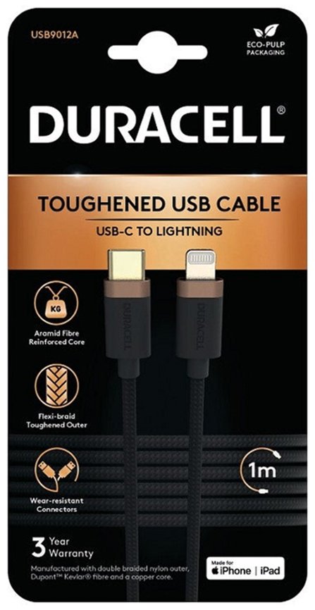 Кабель Duracell USB TypeC (F), Lightning (F), 1 м, черный - ForteMarket Кабель Duracell USB TypeC (F), Lightning (F), 1 м, черный купить,0