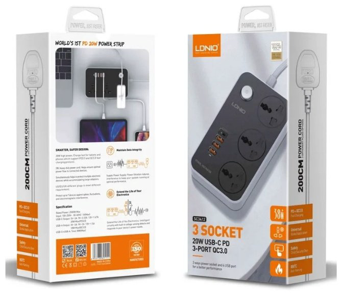 Сетевой фильтр LDNIO SC3412 2 м купить,NaN