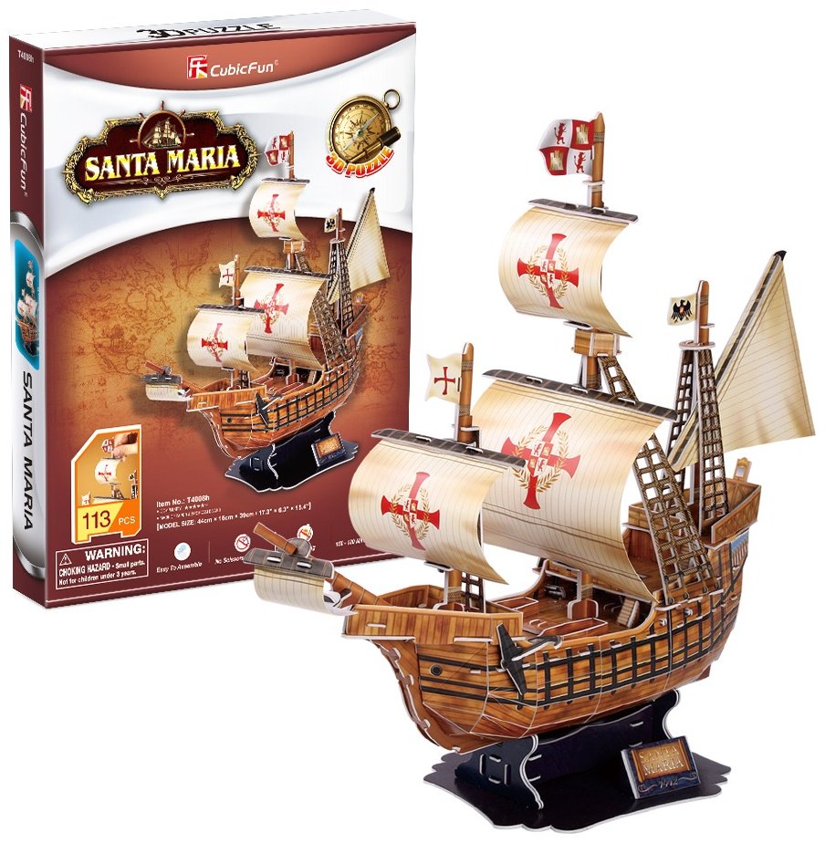 Пазл Cubic Fun Шхуна Санта Мария CF T4008H 113 деталей