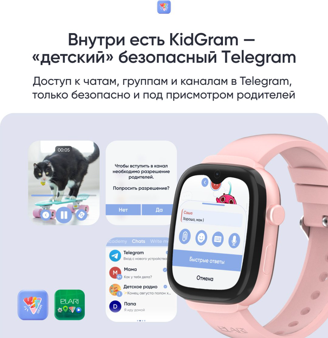 Смарт-часы Elari KidGram 48 мм розовый купить,NaN