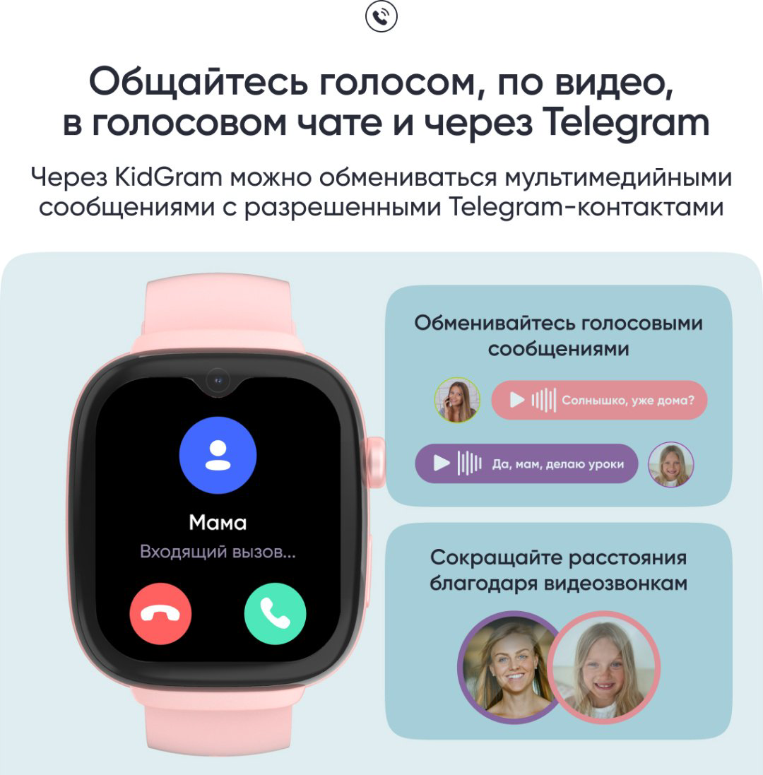 Смарт-часы Elari KidGram 48 мм розовый купить,NaN