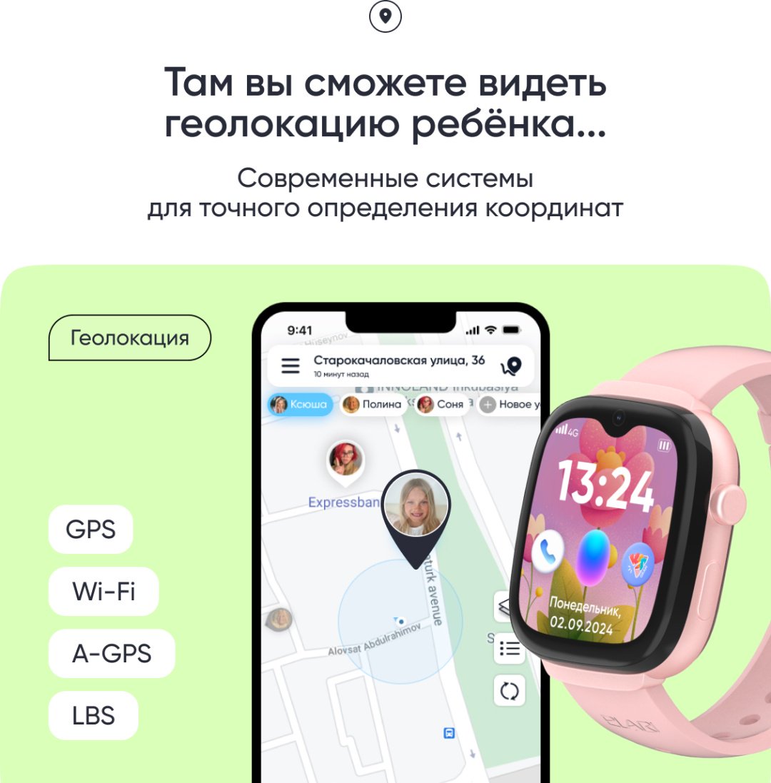 Смарт-часы Elari KidGram 48 мм розовый купить,0
