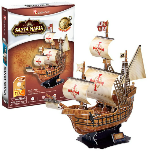 Пазл Cubic Fun Шхуна Санта Мария CF T4008H 113 деталей