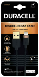Кабель Duracell USB 2.0 (M), Lightning (M), 1 м, черный