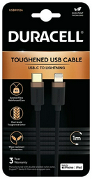 Кабель Duracell USB TypeC (F), Lightning (F), 1 м, черный
