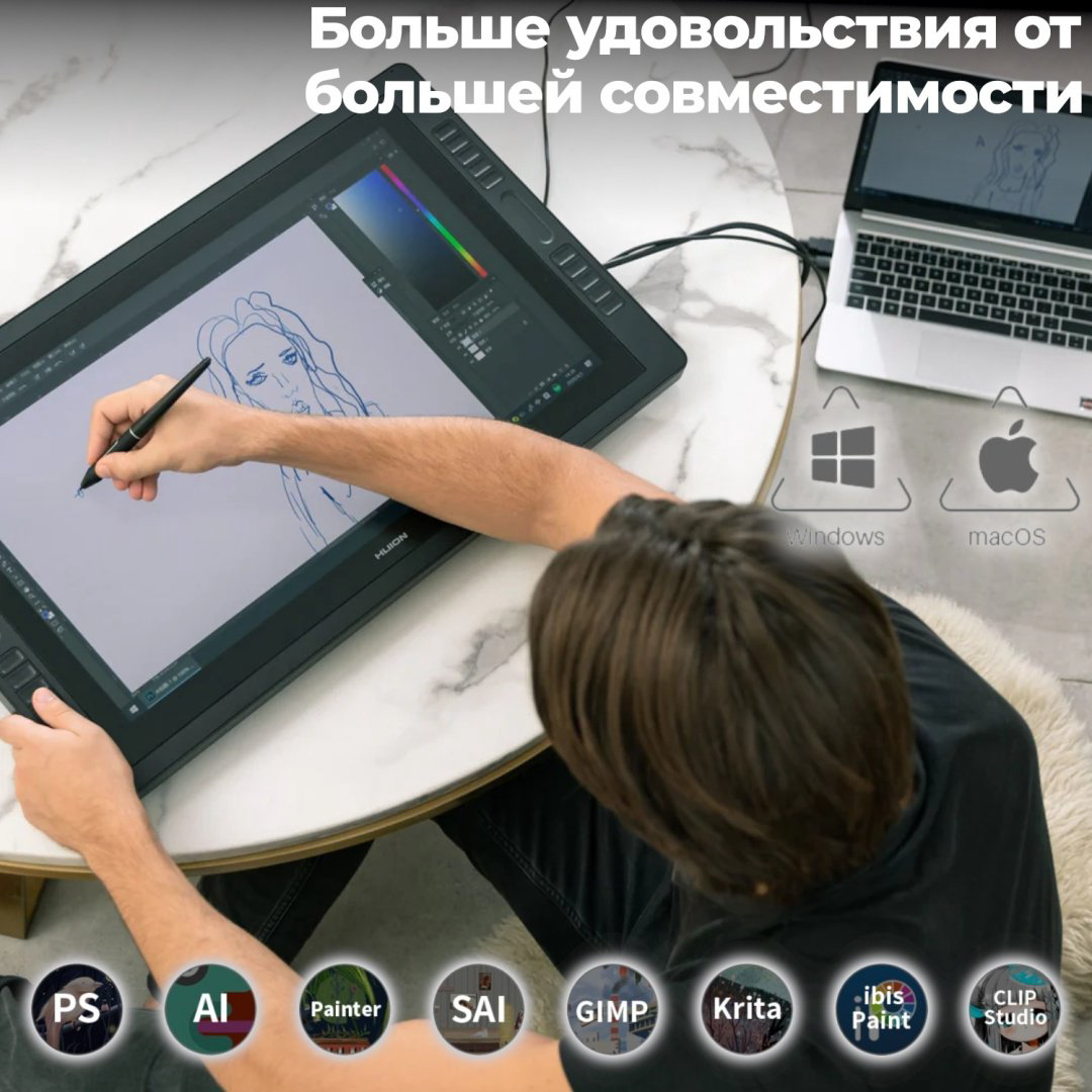 Графический планшет HUION Kamvas Pro 24 черный купить,484203