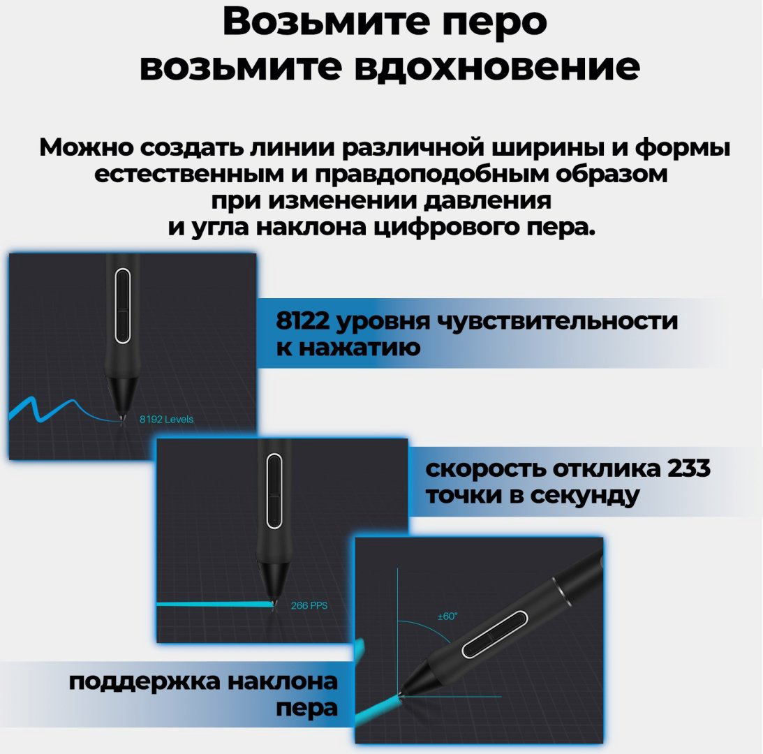 Графический планшет HUION Kamvas Pro 24 черный купить,484203