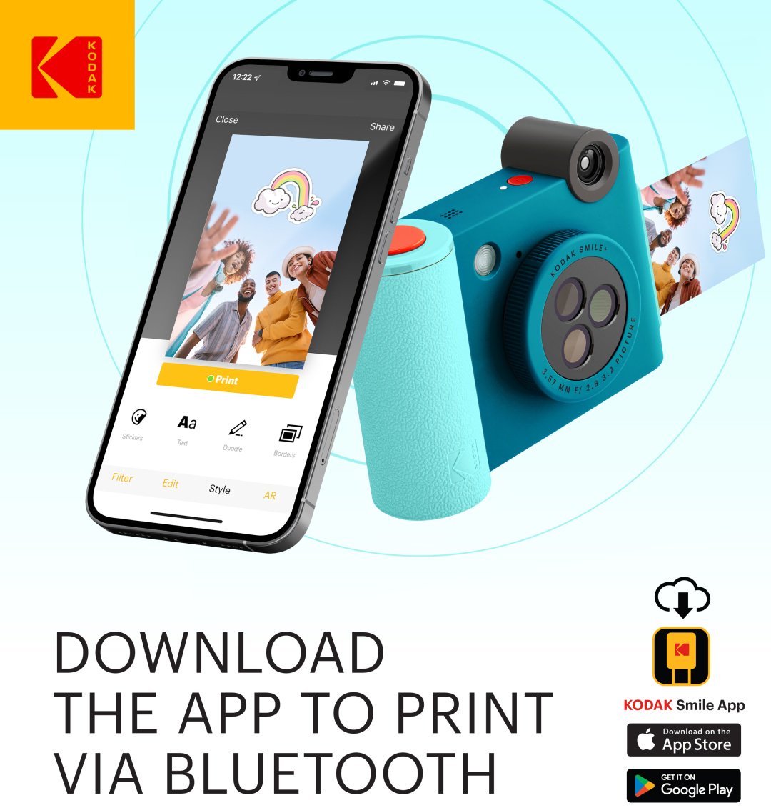 Фотокамера моментальной печати Kodak Smile&#43; голубой купить,0