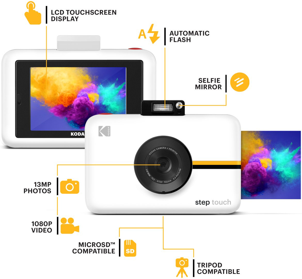 Фотокамера моментальной печати Kodak Step Touch белый - ForteMarket Фотокамера моментальной печати Kodak Step Touch белый купить,92190