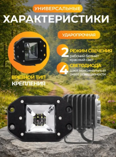 Светодиодная фара AURORA ALO-E-2-E12KR 12 Вт прямоугольная