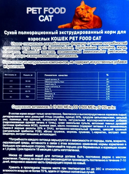 Сухой корм для кошек Pet Food Cat индейка 5кг купить,NaN