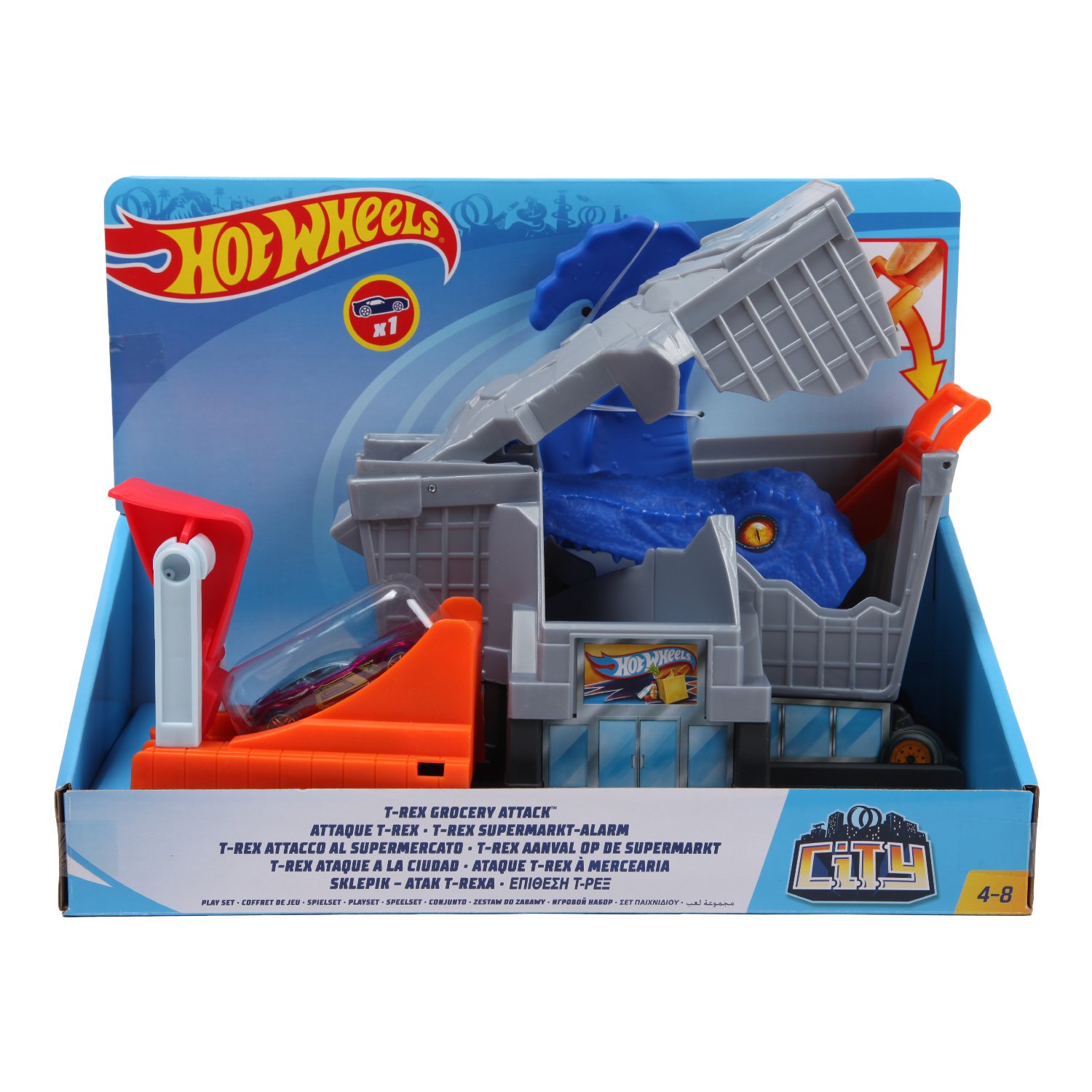 Игровой набор Hot Wheels City Атака Ти-Рекса на супермаркет купить,NaN