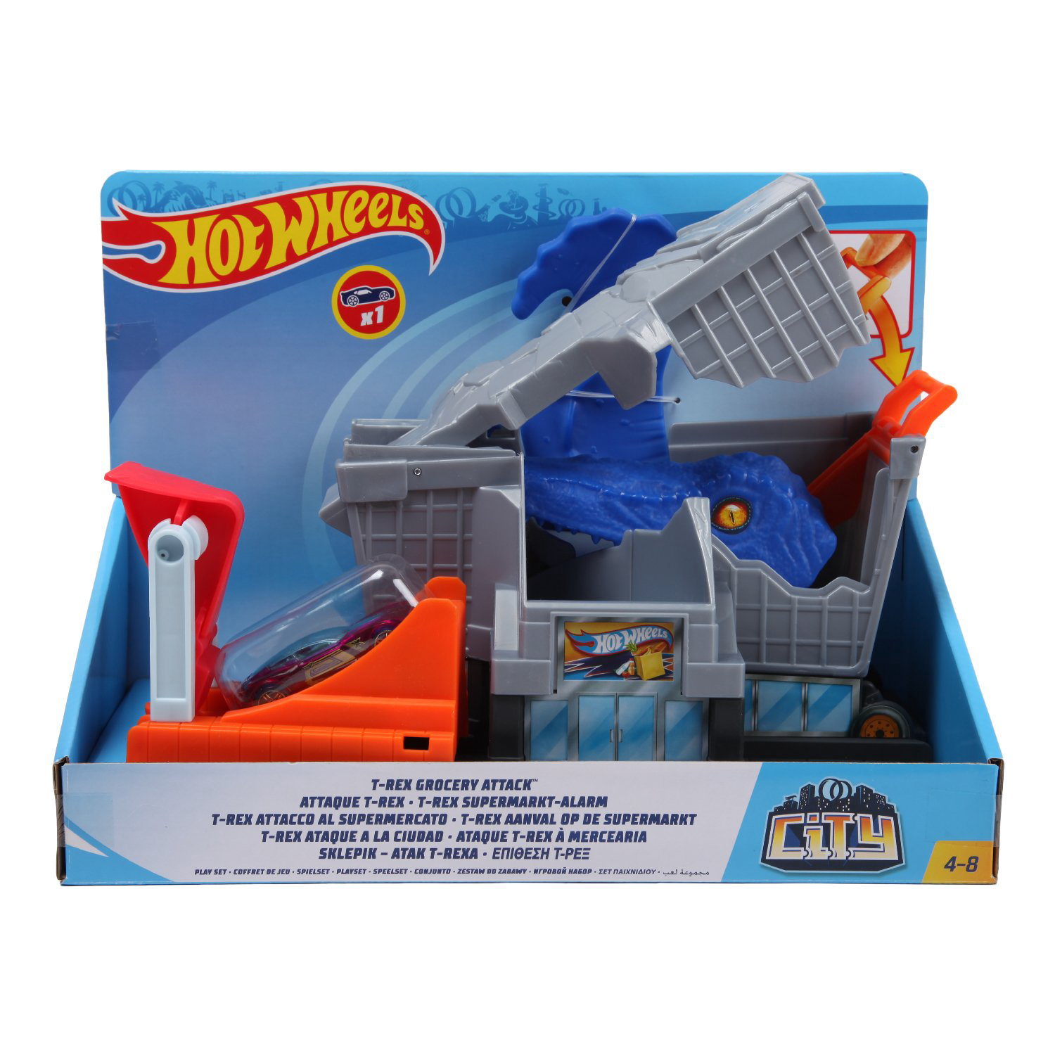 Игровой набор Hot Wheels City Атака Ти-Рекса на супермаркет купить,NaN