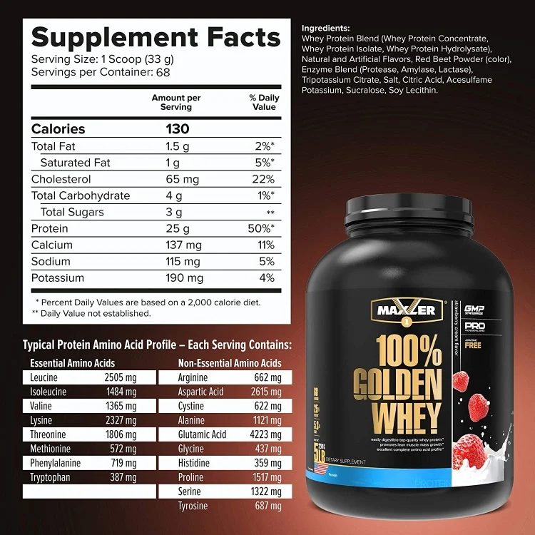 Протеин Maxler 100% Golden Whey Protein клубника 2270гр купить,NaN