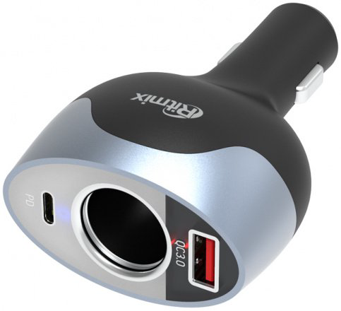Зарядное устройство автомобильное Ritmix RM-12XQPD черное