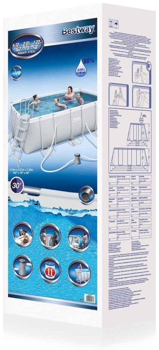 Бассейн каркасный Bestway Rectangular Power Steel Frame 56457/56244, 412x201x122 см купить,NaN