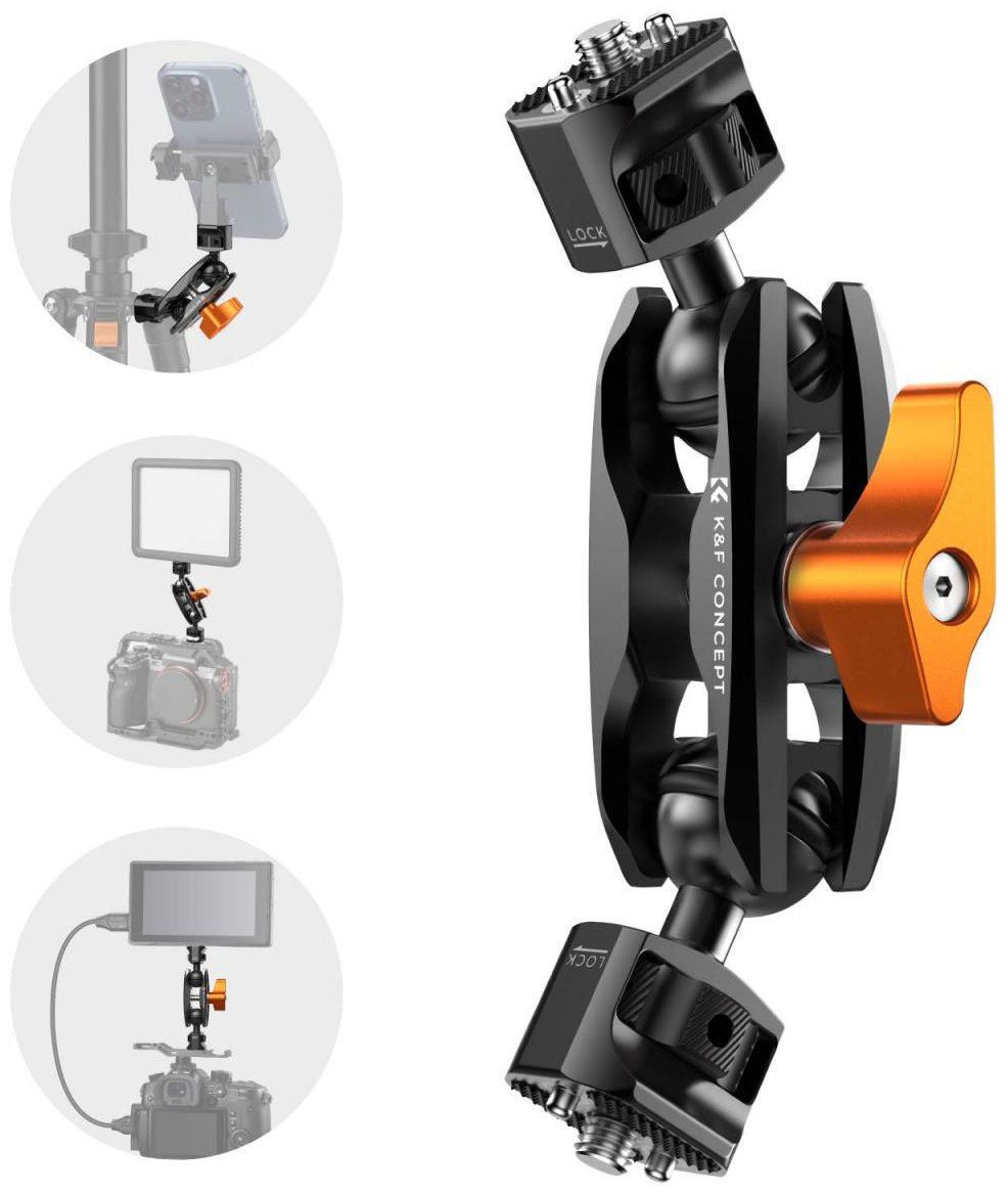 Крепление K&amp;F CONCEPT Magic Arm 1/4" Винт с двумя шаровыми головками Ms14 KF31.082 купить,NaN
