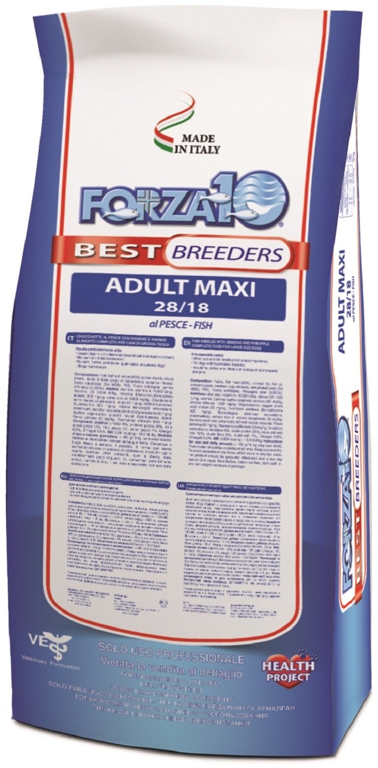Корм Forza10 Best Breeders Adult Maxi 28/18 Рыба для взрослых крупных пород 20 кг