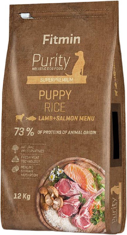 Корм Fitmin Purity Puppy Rice Lamb&amp;Salmon Ягненок и лосось для щенков всех пород 12 кг
