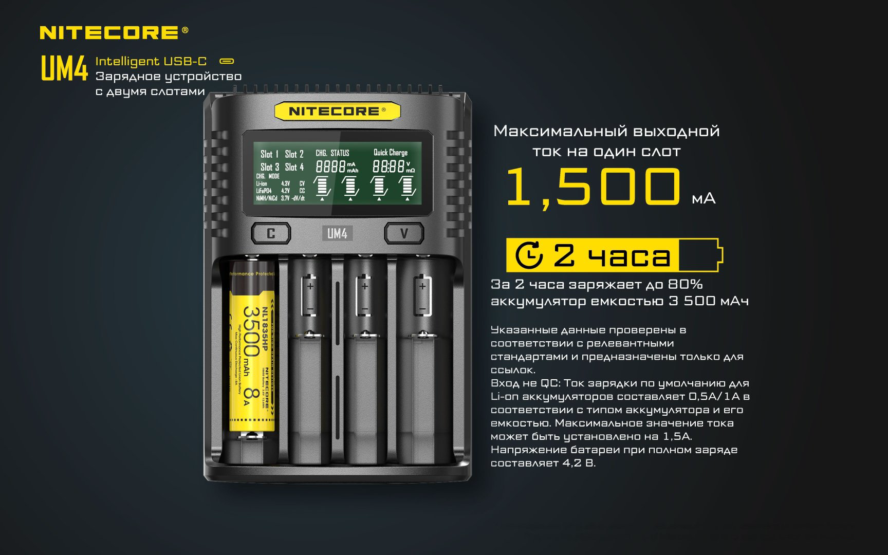 Зарядное устройство Nitecore UM4 купить,NaN