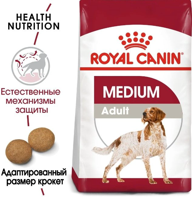 Корм Royal Canin Medium Adult для взрослых средних пород 15 кг купить,NaN