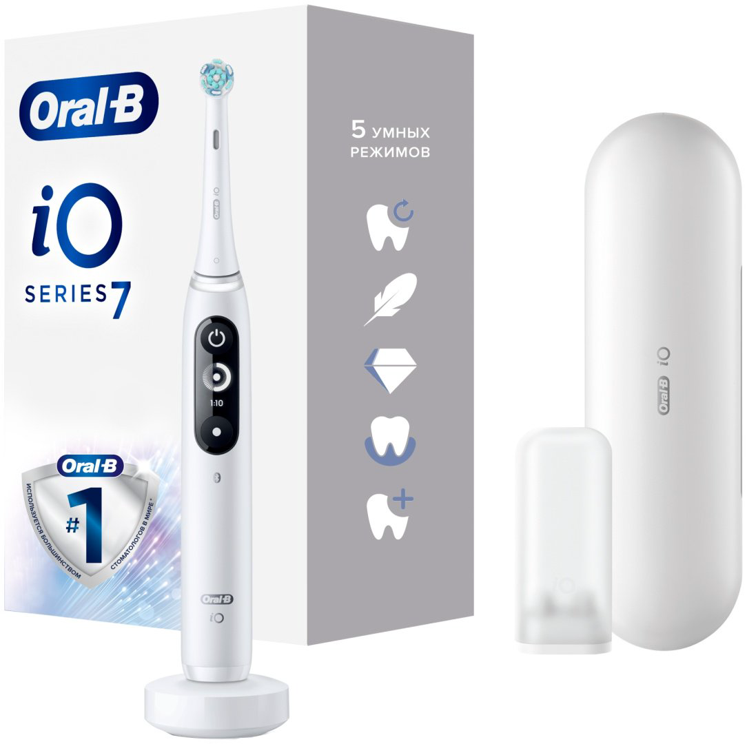 Электрическая щетка Oral-B механическая iO Series 7 White Alabaster щетина средняя купить,NaN