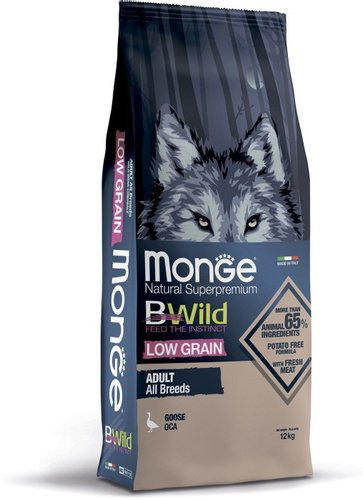 Корм Monge Bwild Low Grain Adult All Breeds Гусь для взрослых всех пород 12 кг купить,NaN