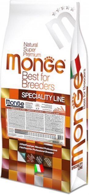 Корм Monge BREEDER Adult Salmon &amp; Rice/ лосось и рис 15 кг
