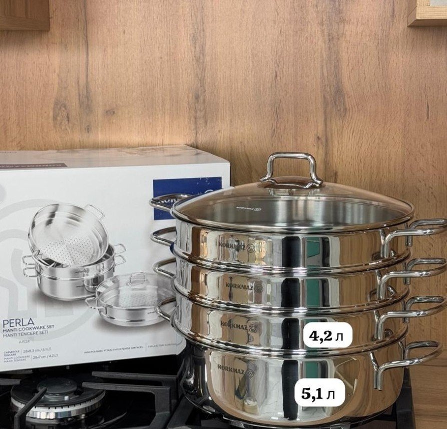 Мантоварка 5 л, Korkmaz сталь, количество ярусов: 4 - ForteMarket Мантоварка 5 л, Korkmaz сталь, количество ярусов: 4 купить,0