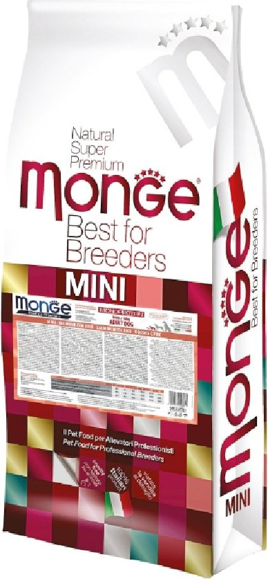 Корм Monge DOG BREEDER MINI SALMON для мелких пород с лососем 15 кг купить,NaN